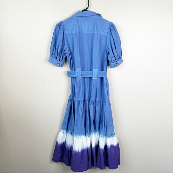 NEW Derek Lam 10 Crosby Buffy Utility Midi Shirt Dress Womens 4 Blue Dip Dye - Picture 8 of 10